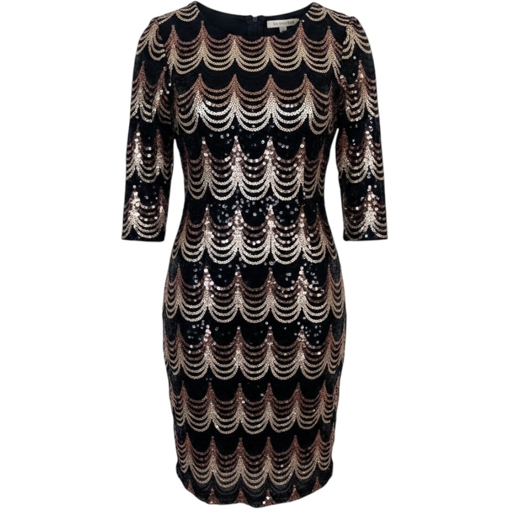 Midnight Doll Dress New Sz S Special Occasion Night Out Sequin Mini 3/4 Sleeve